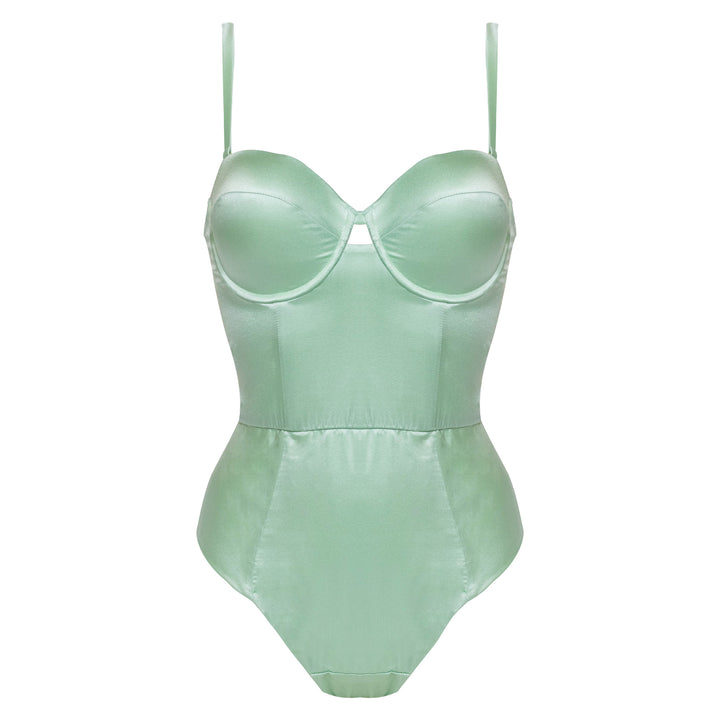 Studio Pia Petra organic peace silk balconette bodysuit | Sage Green
