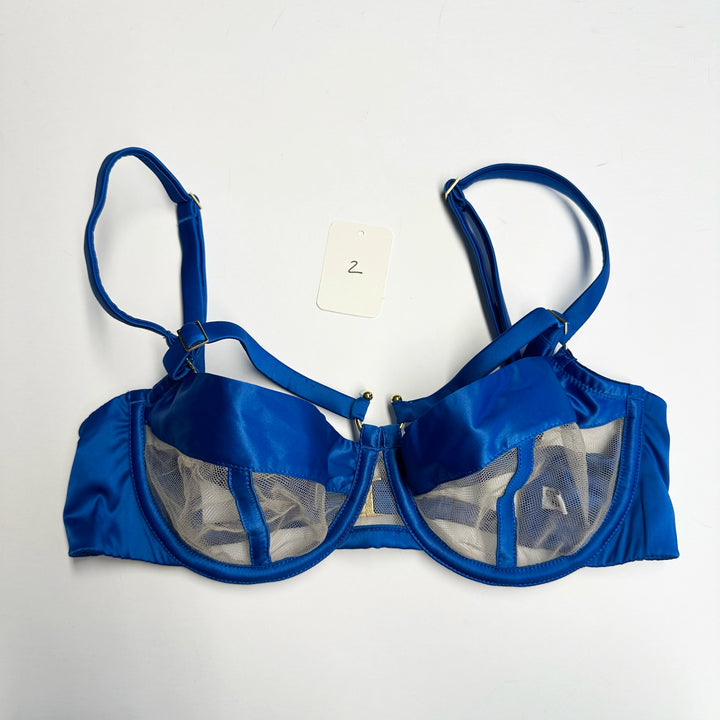 Clea Cobalt Satin Balconette Bra - 2 & 3