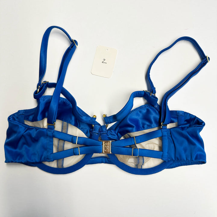 Clea Cobalt Satin Balconette Bra - 2 & 3