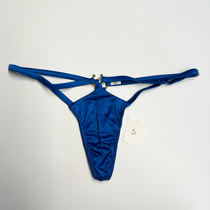 Clea Cobalt Satin Strap Thong- XS & S