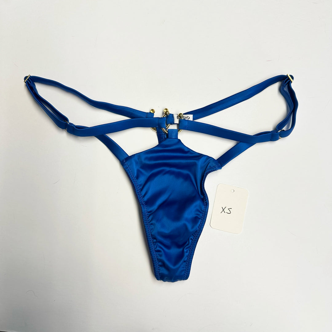 Clea Cobalt Satin Strap Thong- XS & S