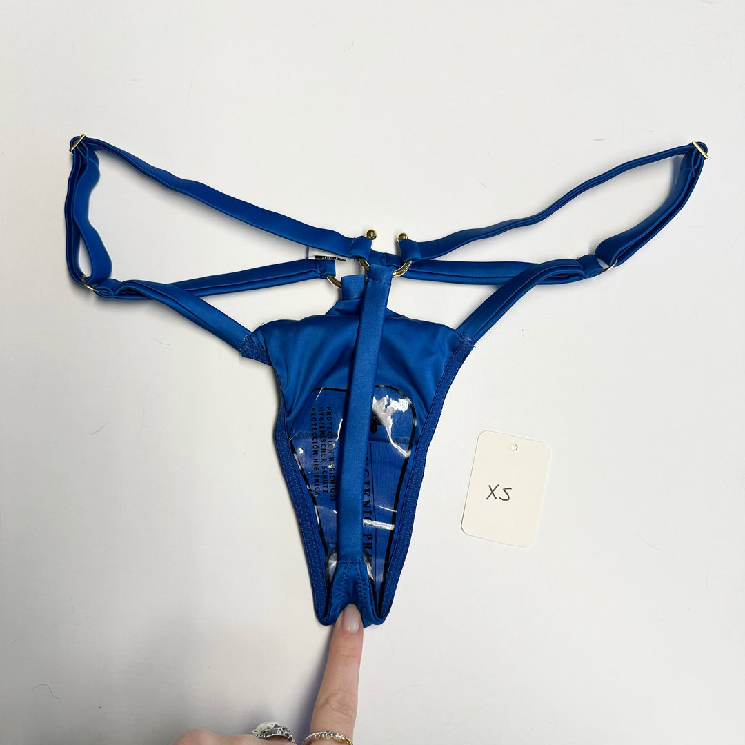 Clea Cobalt Satin Strap Thong- XS & S