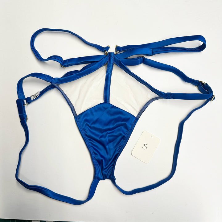 Clea Cobalt Satin Ouvert Knicker - XS & S