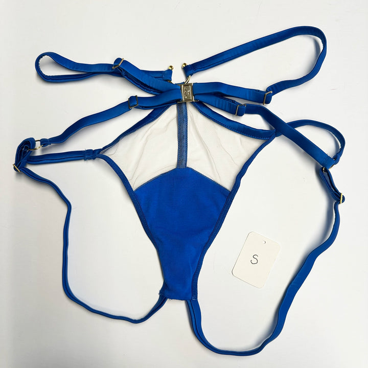 Clea Cobalt Satin Ouvert Knicker - XS & S