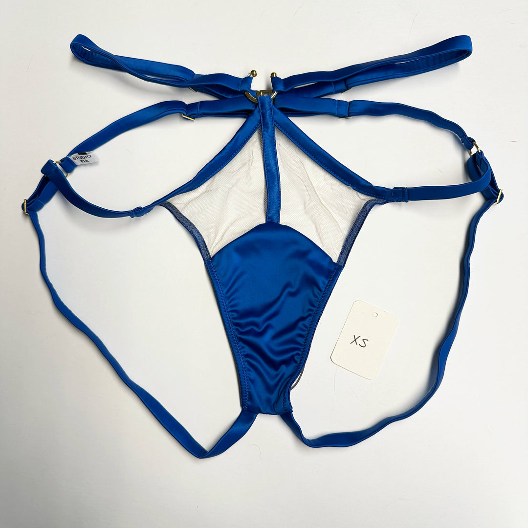 Clea Cobalt Satin Ouvert Knicker - XS & S