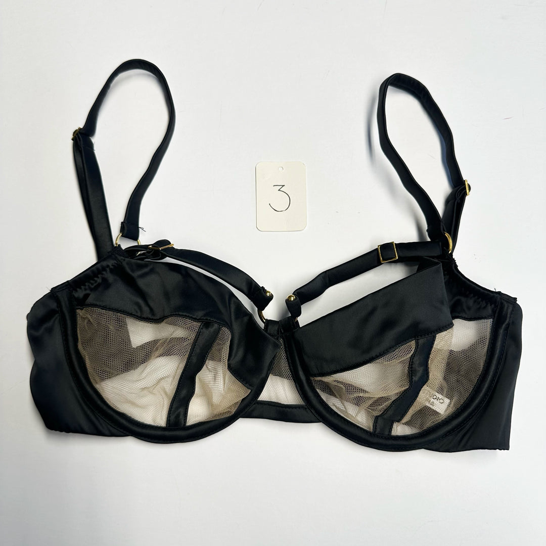 Clea Jet Satin Balconette Bra - 2 & 3