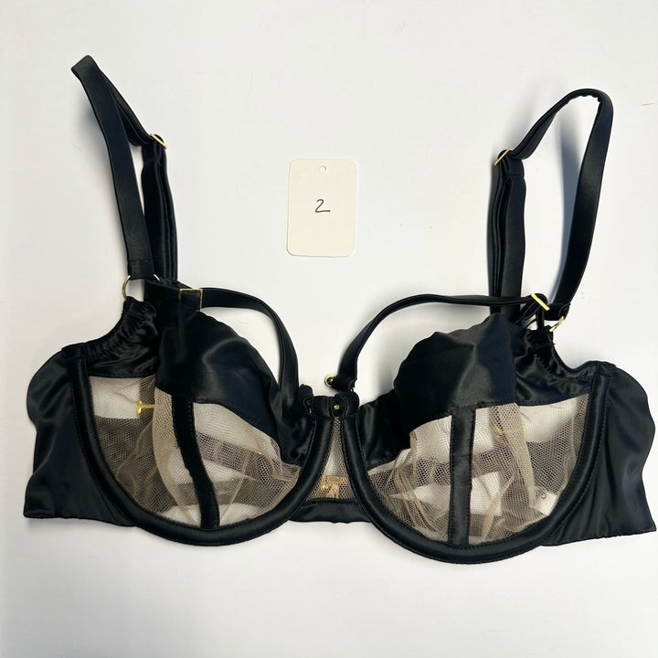 Clea Jet Satin Balconette Bra - 2 & 3