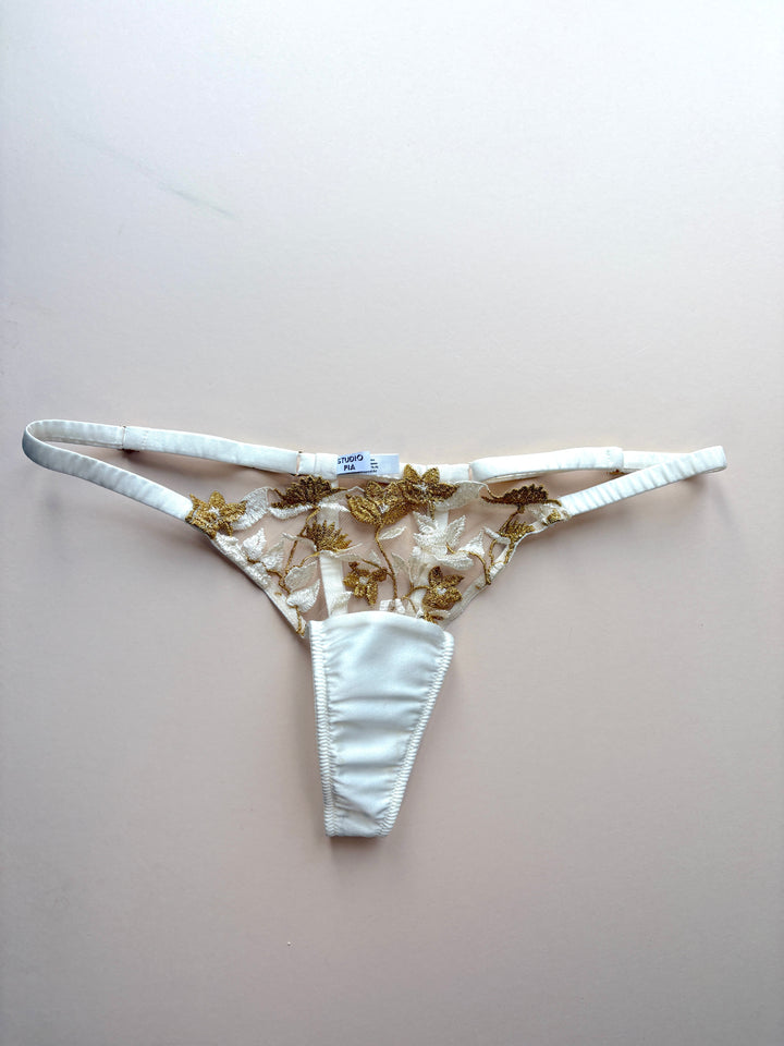 Soraya Ivory Strap Thong sample - size 1-2 / XS