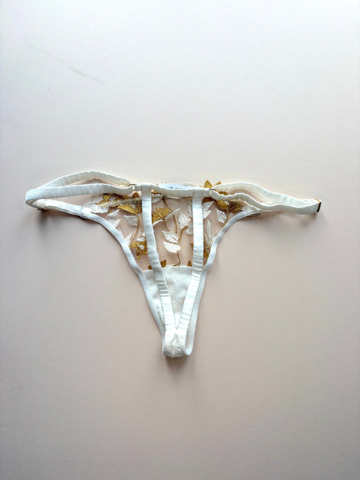 Soraya Ivory Strap Thong sample - size 1-2 / XS