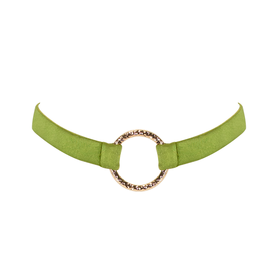 Luna adjustable peace silk choker collar jungle/green