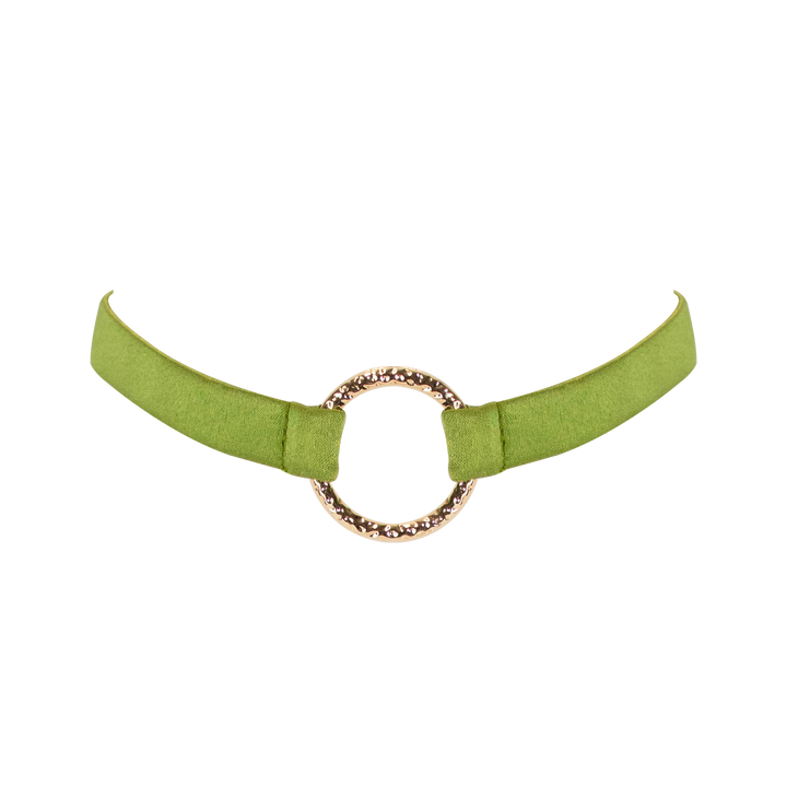 Luna adjustable peace silk choker collar jungle/green