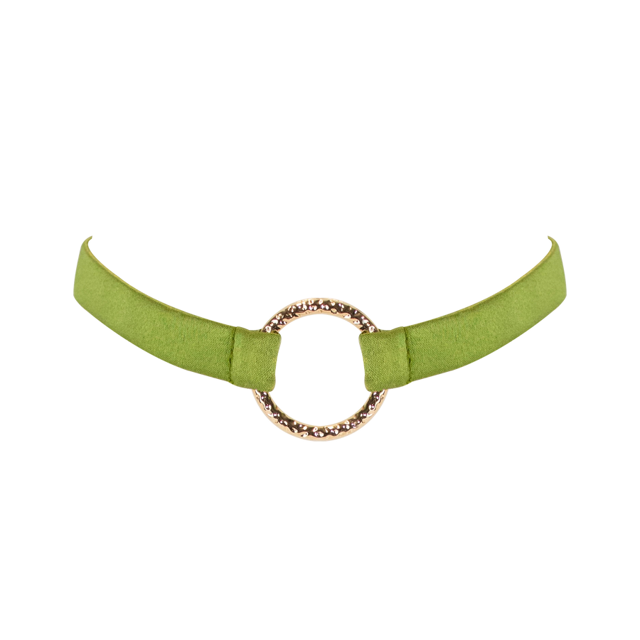 Luna adjustable peace silk choker collar jungle/green