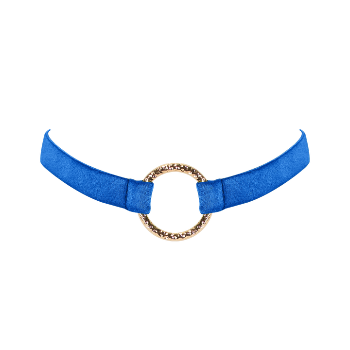 Luna adjustable peace silk choker collar slate blue