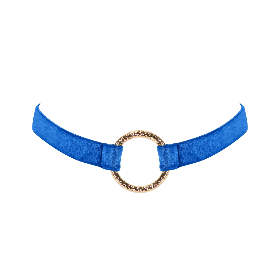 Luna adjustable peace silk choker collar slate blue