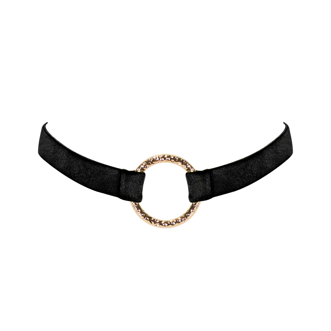 Luna adjustable peace silk choker collar black