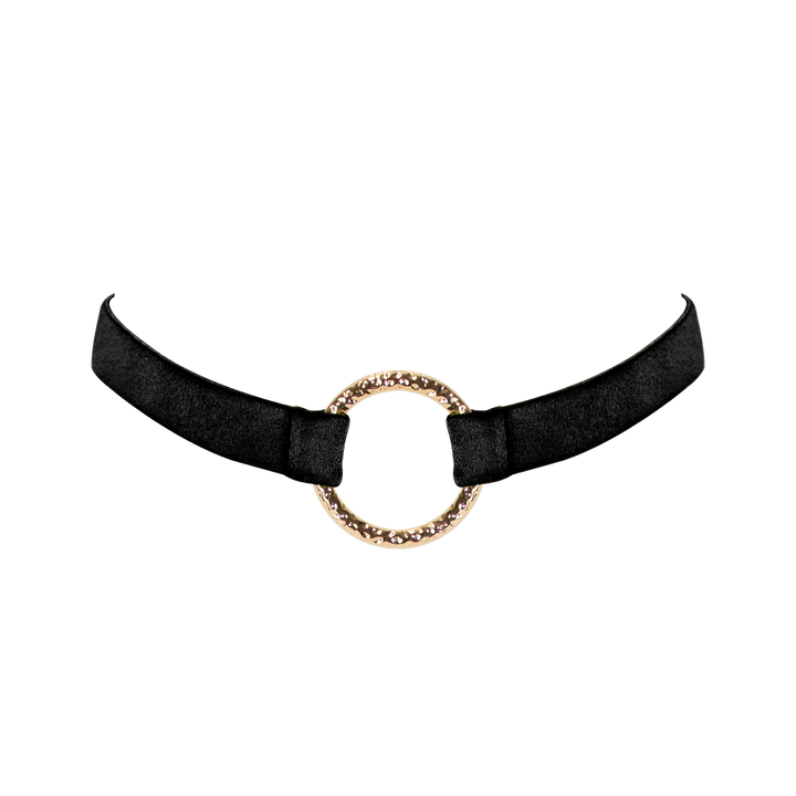 Luna adjustable peace silk choker collar black