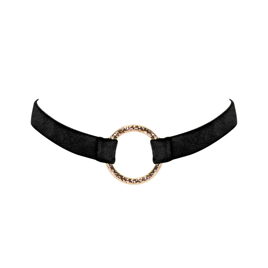 Luna adjustable peace silk choker collar black