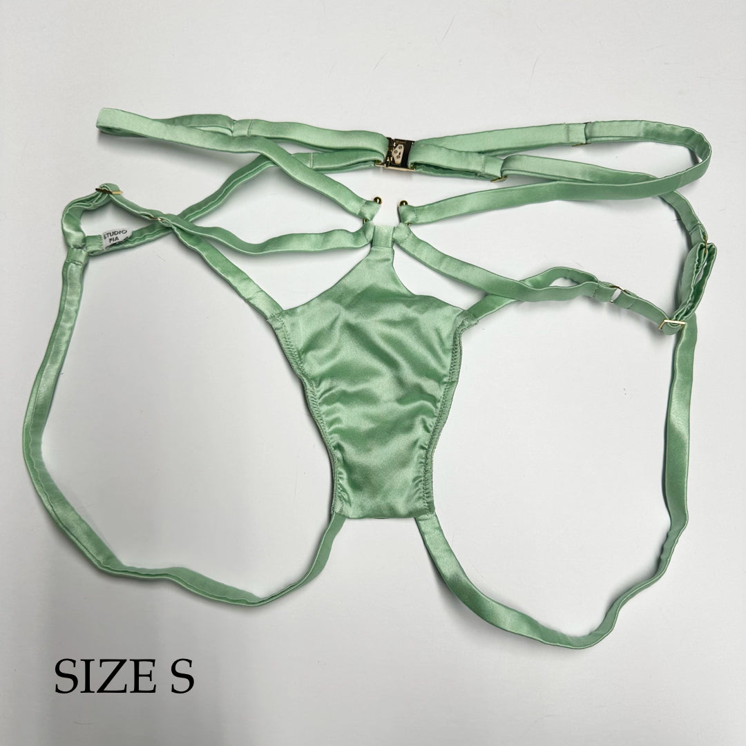 Clea Sage Ouvert Strap Knicker Sample - XS & S