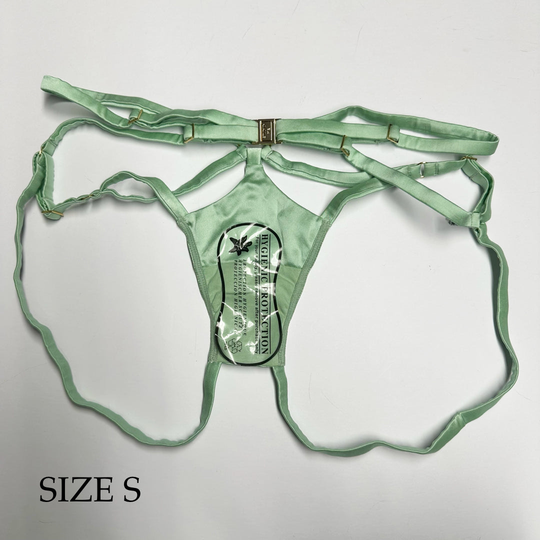 Clea Sage Ouvert Strap Knicker Sample - XS & S