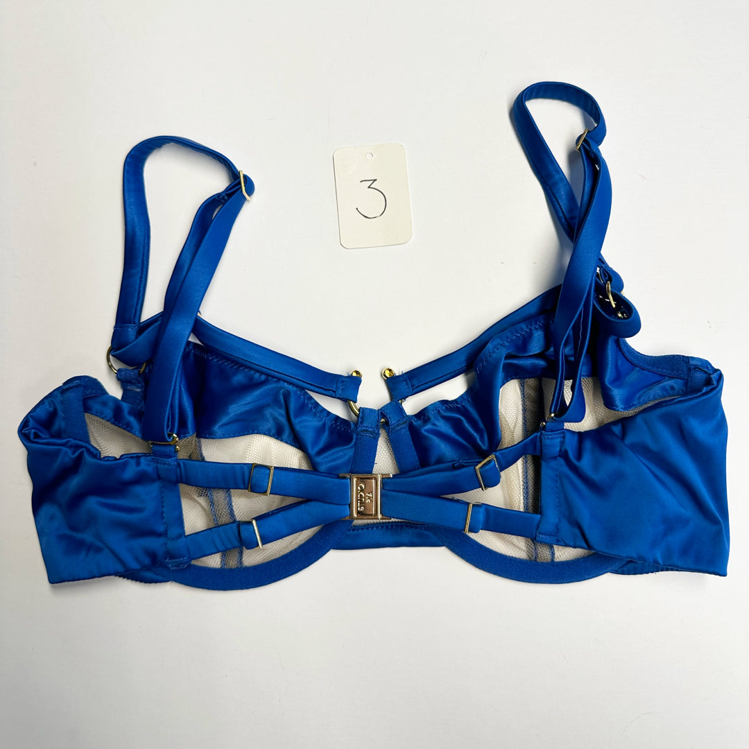 Clea Cobalt Satin Balconette Bra - 2 & 3