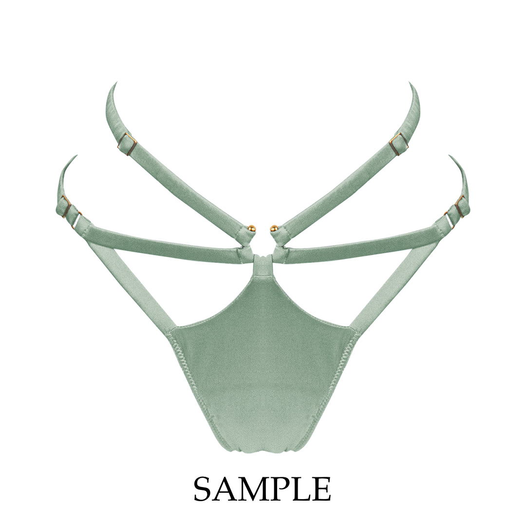 Clea Sage Ouvert Strap Knicker Sample - XS & S