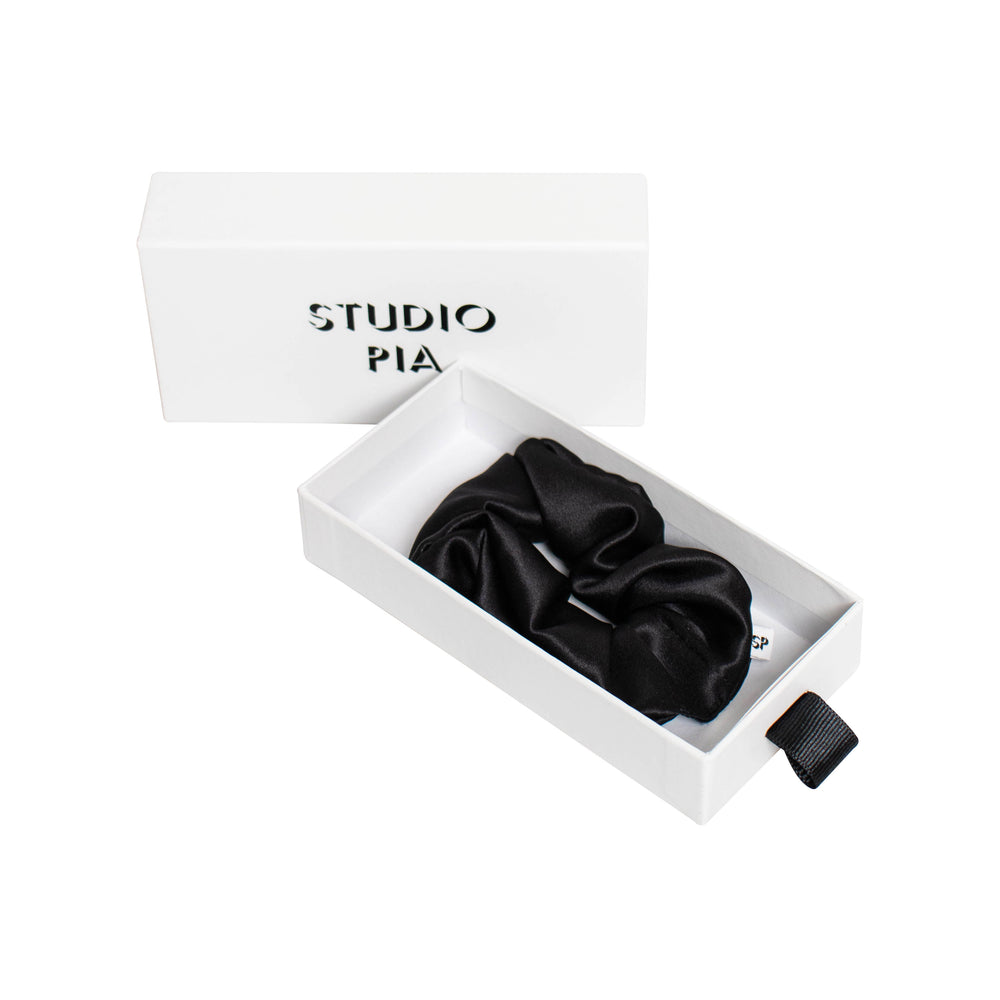 Studio Pia Aiya organic peace silk scrunchie | Jet Black