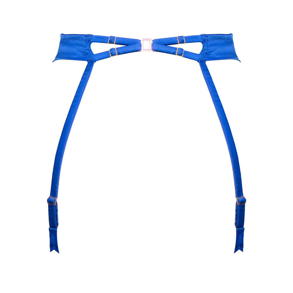 Studio Pia Anisa wrought iron embroidered tulle and peace silk suspender | Cobalt Blue