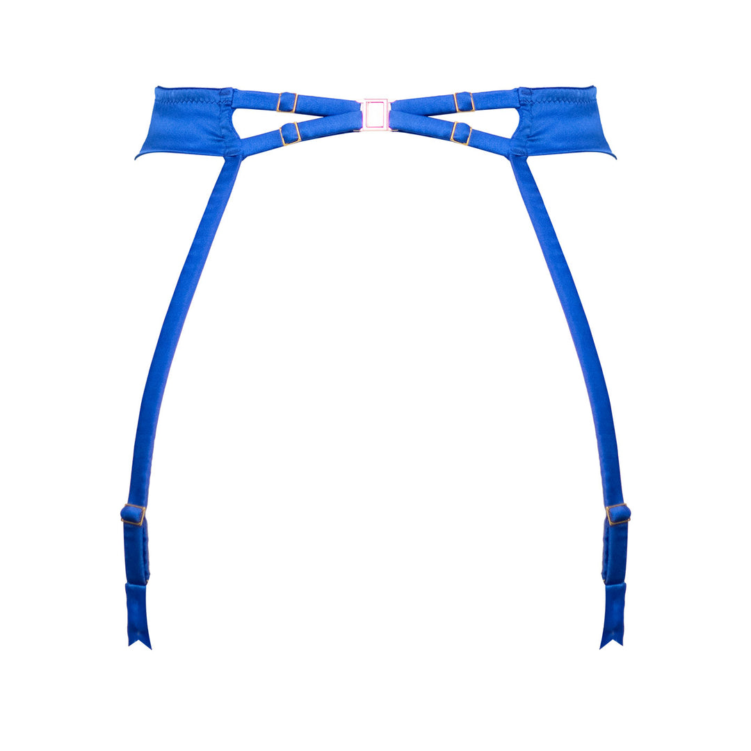 Studio Pia Anisa wrought iron embroidered tulle and peace silk suspender | Cobalt Blue