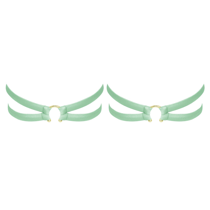 Studio Pia Clea strappy peace silk garters | Sage Green