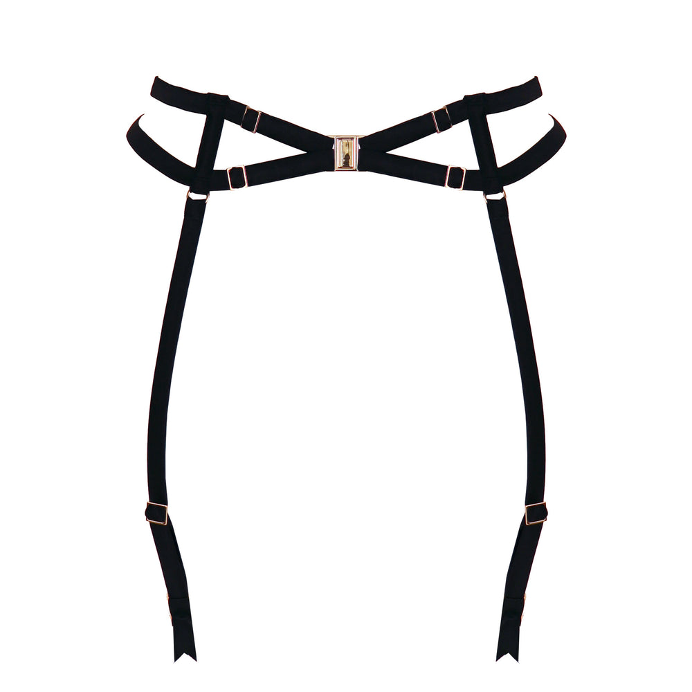 Studio Pia Clea strappy peace silk suspender | Jet Black