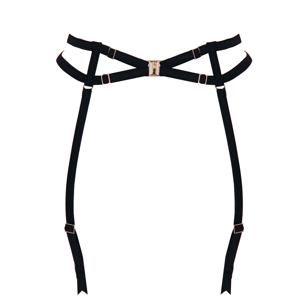 Studio Pia Clea strappy peace silk suspender | Jet Black