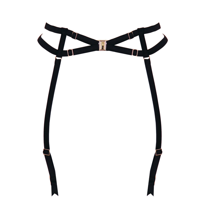 Studio Pia Clea strappy peace silk suspender | Jet Black