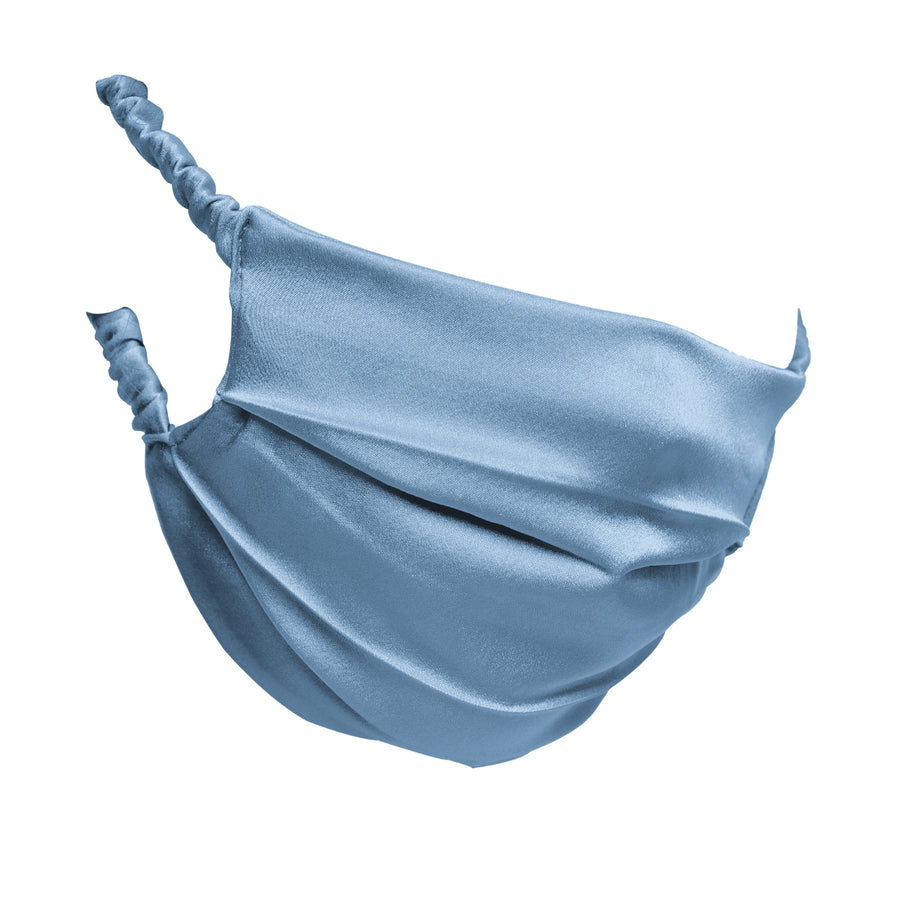 Pale blue peace silk face mask covering