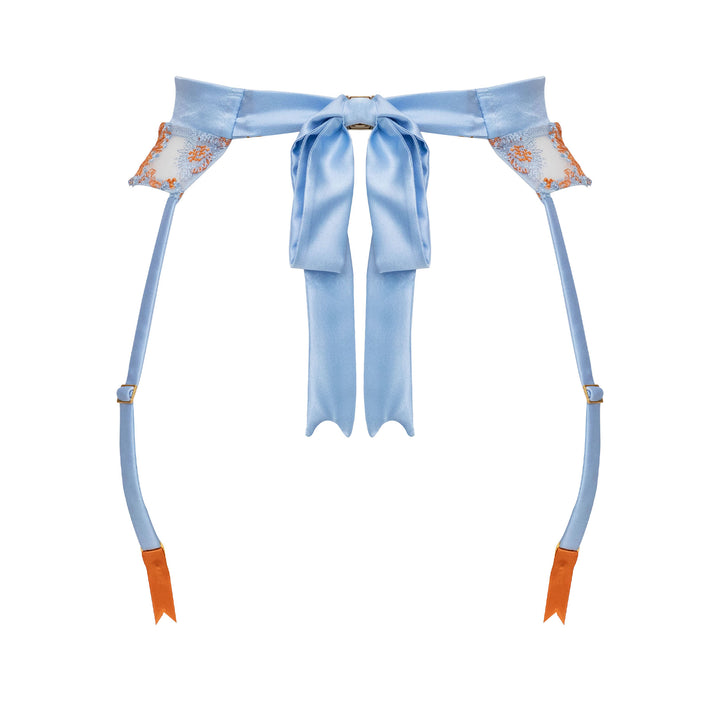 Studio Pia Lena sheer embroidered tulle and peace silk suspender | Blue