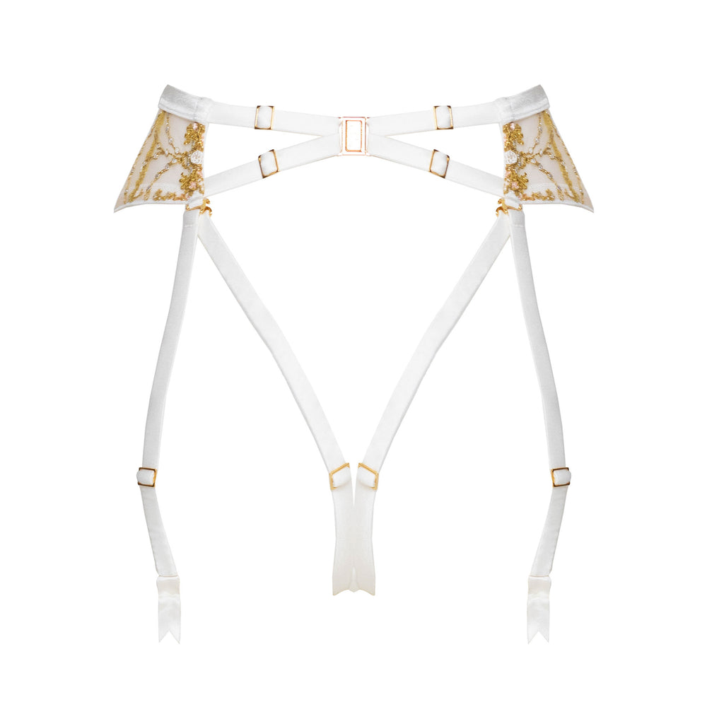 Studio Pia Matilda jewel embroidered tulle and peace silk harness suspender | Ivory