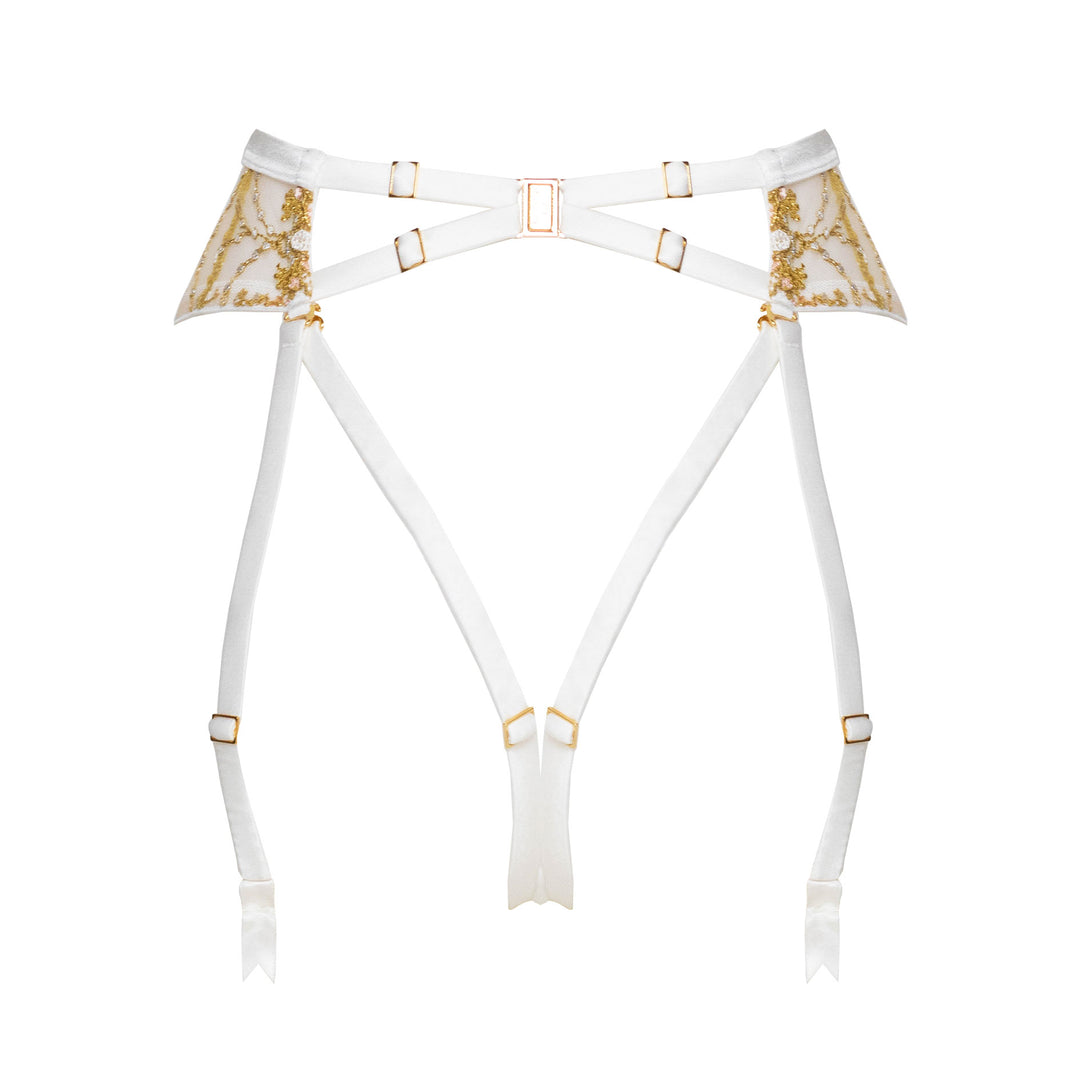 Studio Pia Matilda jewel embroidered tulle and peace silk harness suspender | Ivory