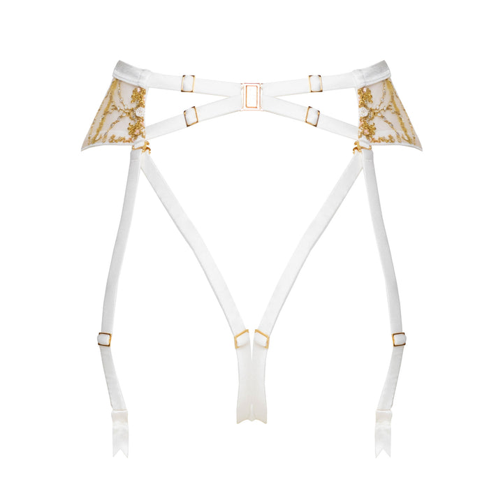 Studio Pia Matilda jewel embroidered tulle and peace silk harness suspender | Ivory