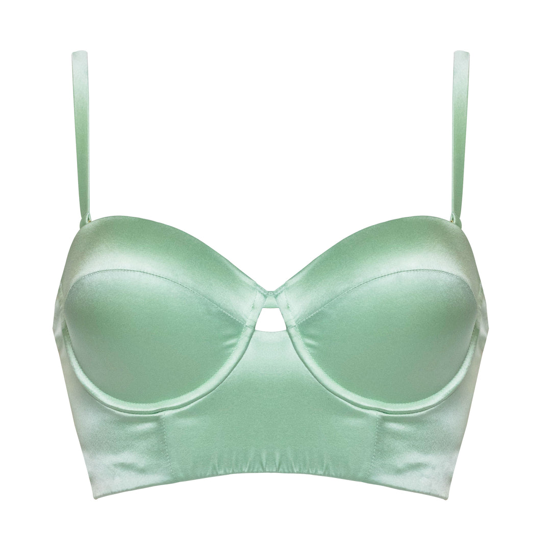 Studio Pia Petra organic peace silk longline balconette bra | Sage Green