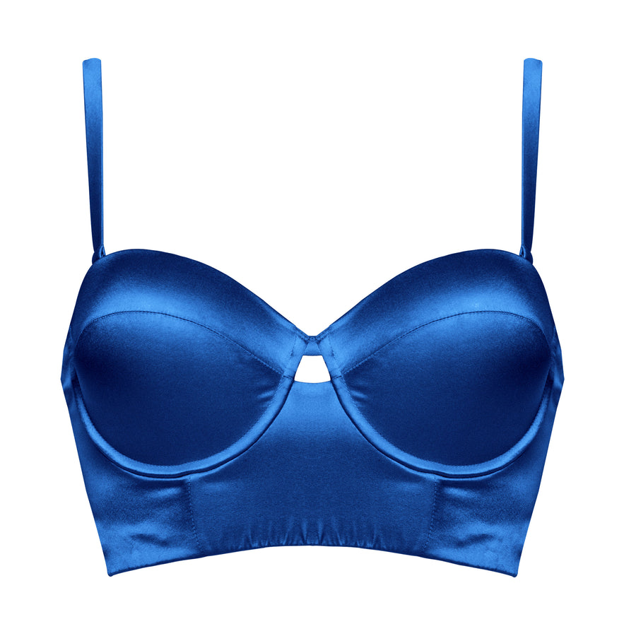 Studio Pia Petra organic peace silk longline balconette bra | Cobalt blue