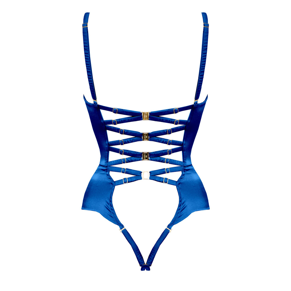 Studio Pia Petra organic peace silk balconette bodysuit | Cobalt blue