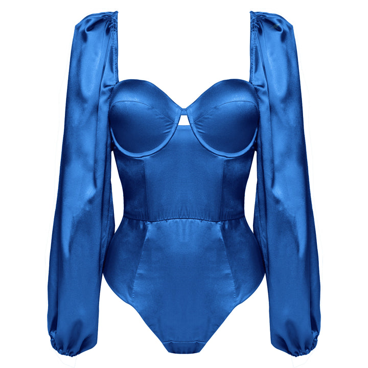 Studio Pia Petra organic peace silk balconette bodysuit | Cobalt blue