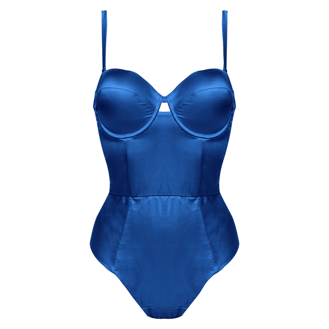 Studio Pia Petra organic peace silk balconette bodysuit | Cobalt blue