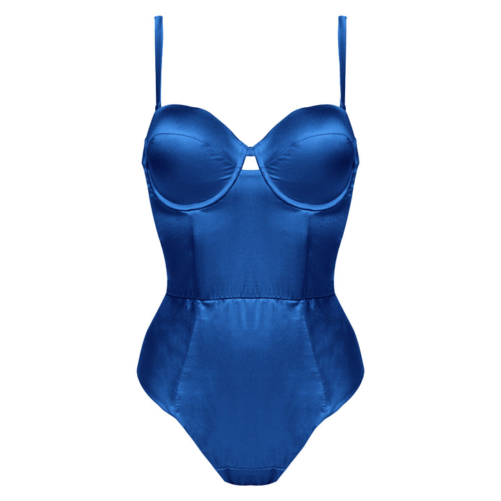 Studio Pia Petra organic peace silk balconette bodysuit | Cobalt blue