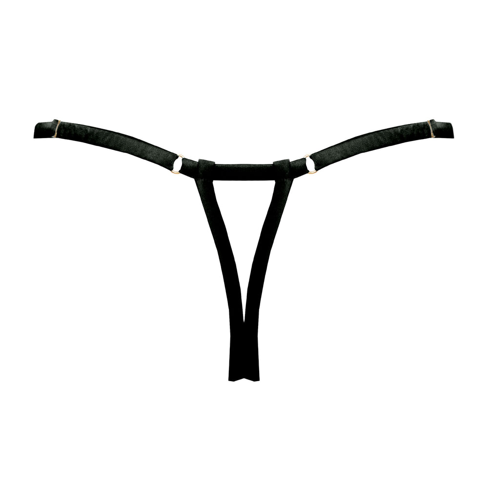 Studio Pia Petra organic peace silk strap thong | Jet Black