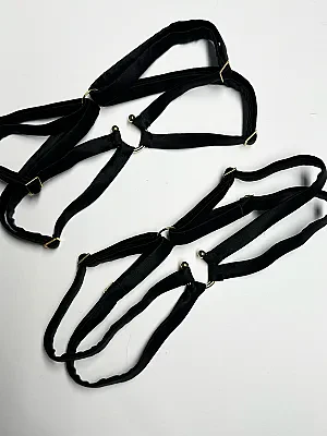 Clea Jet Satin Garters Sample - One Size