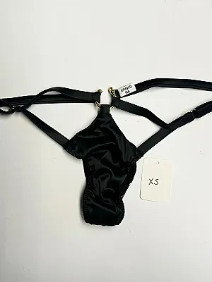 Clea Jet Satin Strap Thong- XS & S