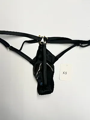 Clea Jet Satin Strap Thong- XS & S – view 2