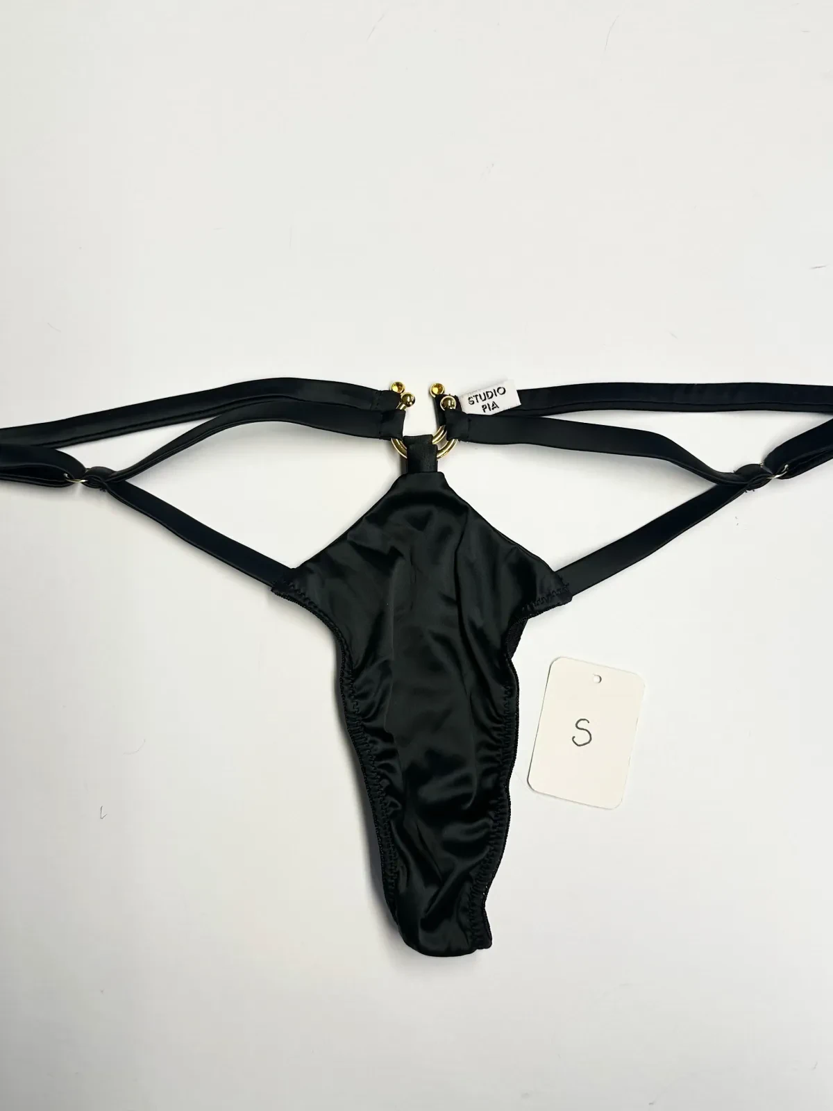 Clea Jet Satin Strap Thong- XS & S – view 3