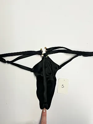Clea Jet Satin Strap Thong- XS & S – view 4